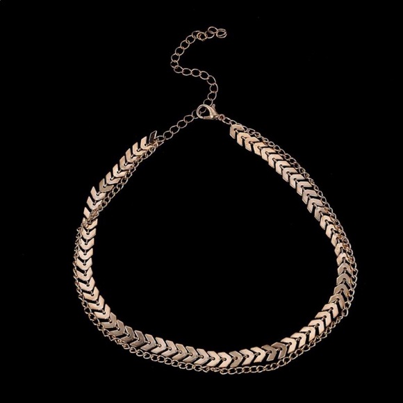 4 for $25✨HP✨Chevron Gold Choker Necklace - Picture 4 of 5